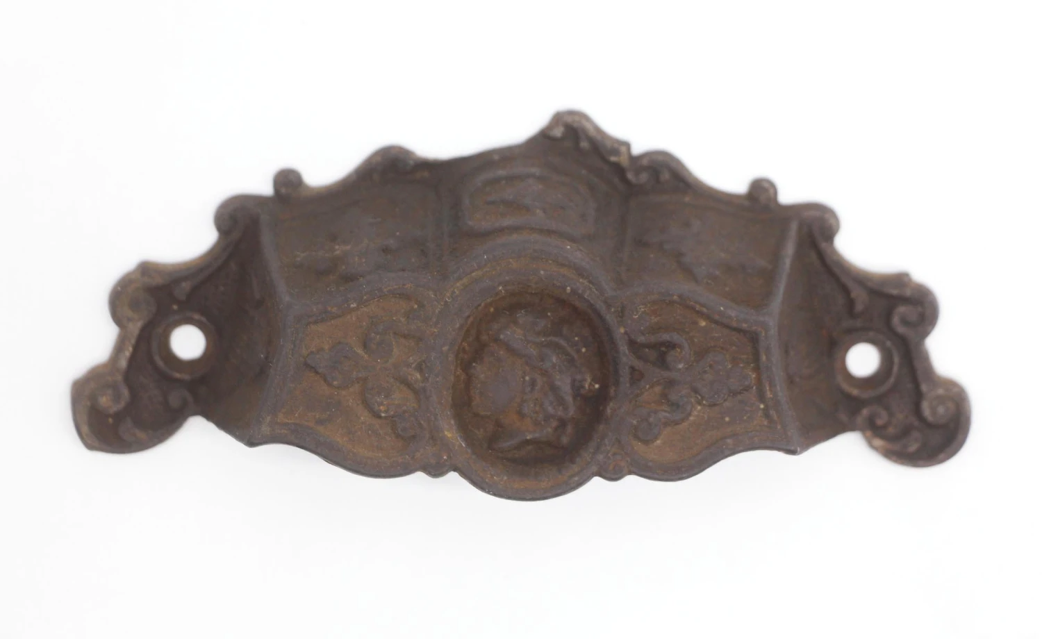 Antique Victorian Cast Iron Lady Face Bin Pull 3 Antique Victorian Cast Iron Lady Face Bin Pull