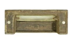Antique 4.125 In. Aesthetic Cast Iron Bin Pull With Label Slot -OGT Sale Store cabinet furniture pulls for sale l206680
