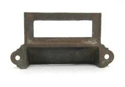 Antique Victorian Cast Iron Pharmacy Drawer Bin Pull With Label Slot -OGT Sale Store cabinet furniture pulls for sale l207277