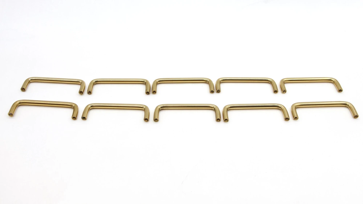 Set Of 10 Vintage Modern Polished Brass Bridge Bar Drawer Cabinet Pulls 5 Set Of 10 Vintage Modern Polished Brass Bridge Bar Drawer Cabinet Pulls - Image 3