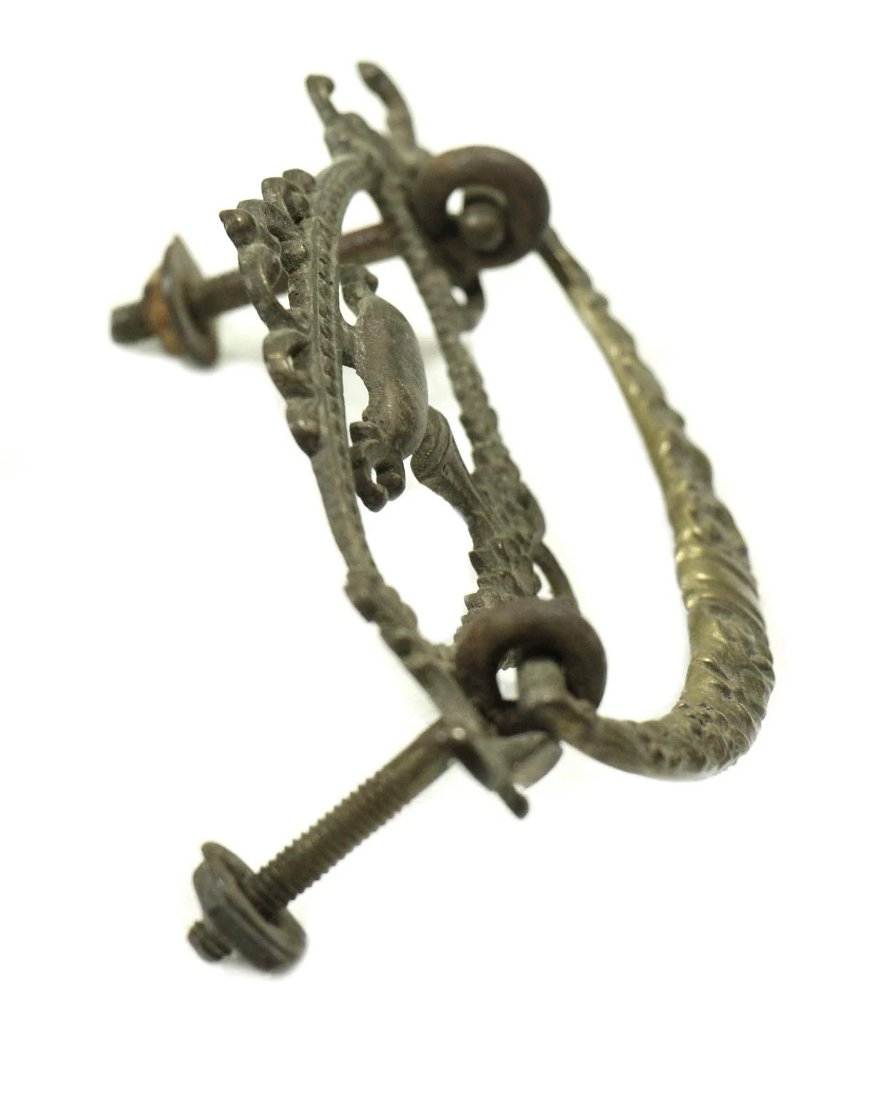 Antique Victorian Beaded Brass Bail Drawer Pull 5 Antique Victorian Beaded Brass Bail Drawer Pull - Image 3