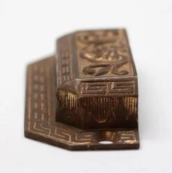 Pair Of Antique 3.375 In. Bronze Greek Key Drawer Bin Pulls -OGT Sale Store cabinet furniture pulls for sale p264234a