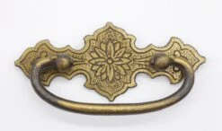 Pair Of Vintage 4 In. Brass Floral Bail Drawer Pulls -OGT Sale Store cabinet furniture pulls for sale q277933