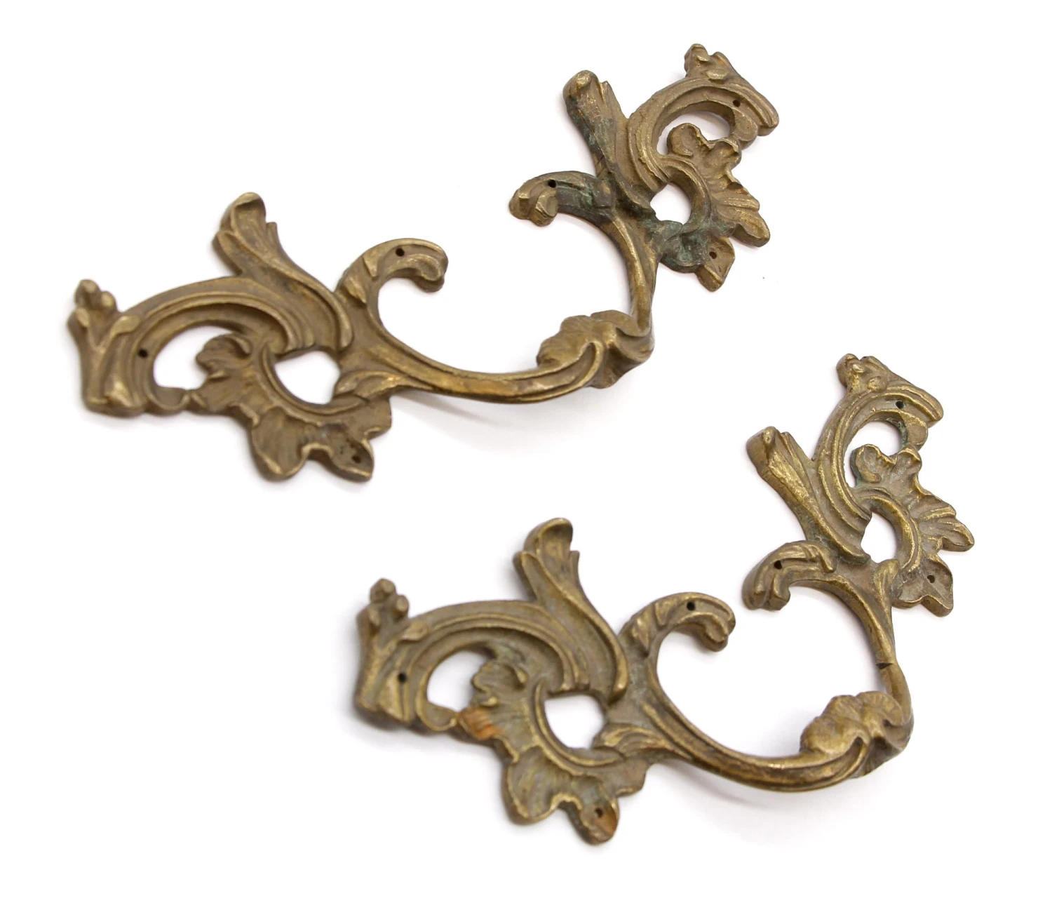 Pair Of Vintage French Brass Dresser Drawer Pulls 5 Pair Of Vintage French Brass Dresser Drawer Pulls - Image 3