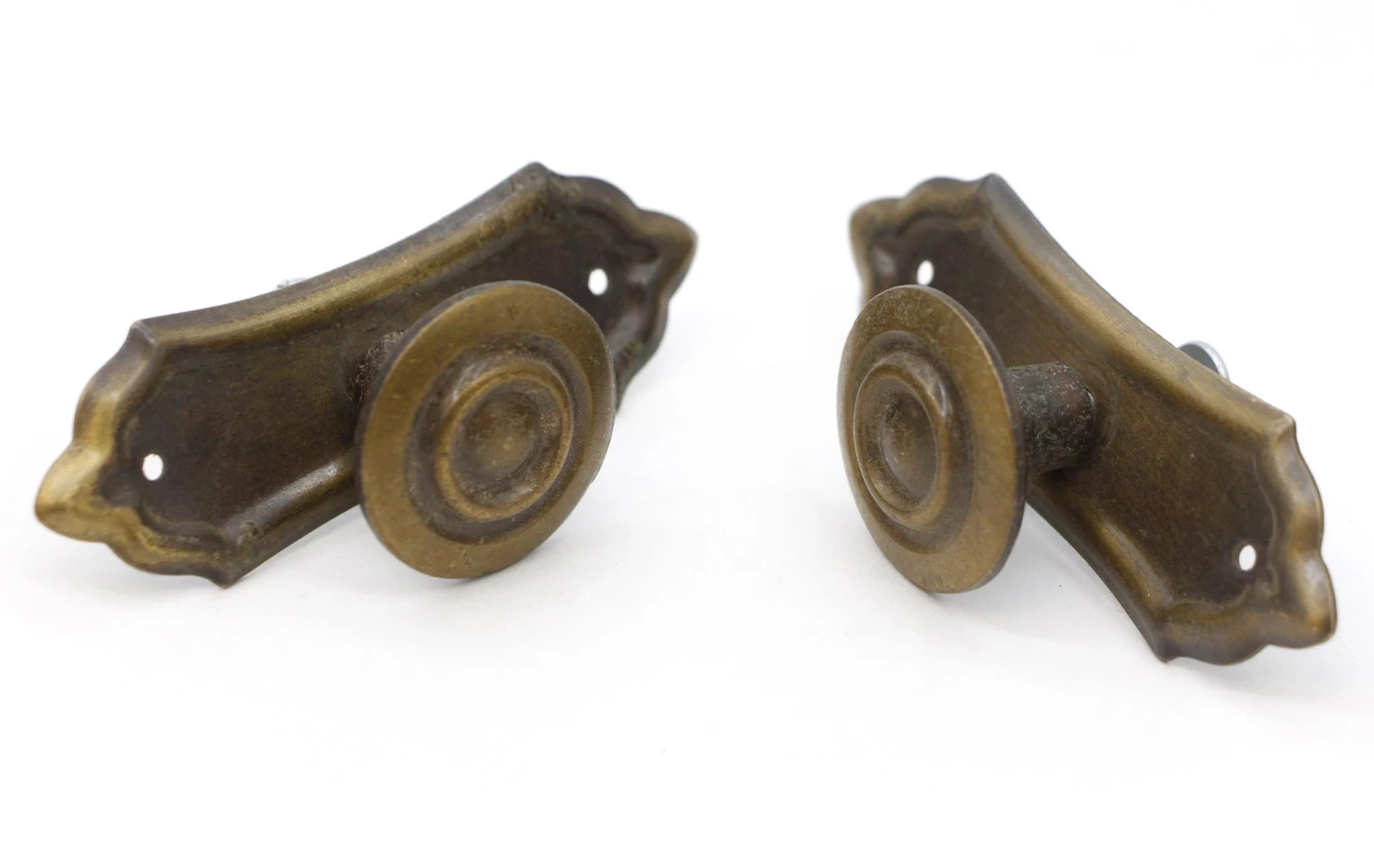 Pair Of Brass Bullseye Drawer Pull Cabinet Handle Knobs With Back Plates 5 Pair Of Brass Bullseye Drawer Pull Cabinet Handle Knobs With Back Plates - Image 3