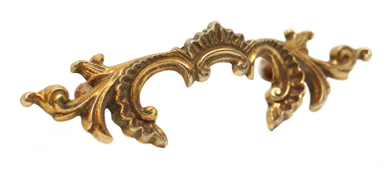 French Brass Bridge Dresser Pull 3 French Brass Bridge Dresser Pull