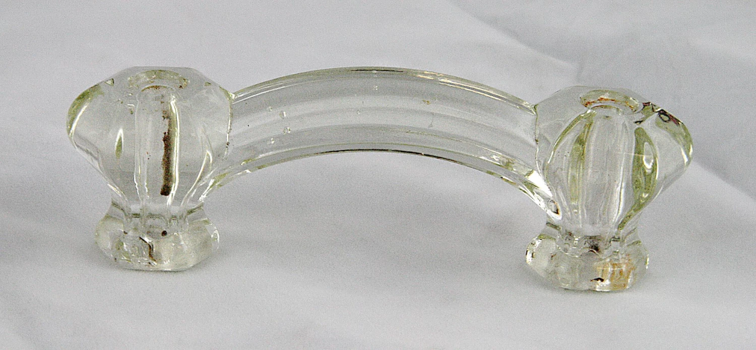 Vintage 4.125 In. Fluted Bridge Clear Glass Drawer Pull 4 Vintage 4.125 In. Fluted Bridge Clear Glass Drawer Pull - Image 2