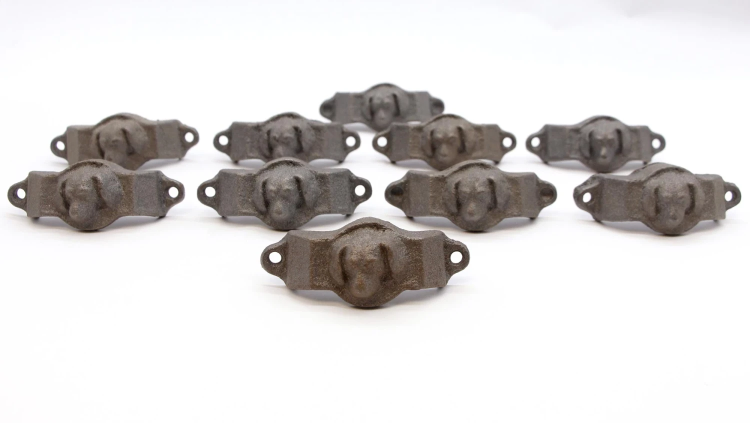 Set Of 10 Vintage Black Cast Iron Dog Relief Drawer Bin Pulls 4 Set Of 10 Vintage Black Cast Iron Dog Relief Drawer Bin Pulls - Image 2