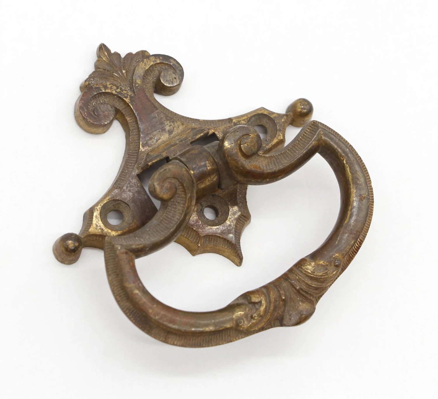 Antique Cast Bronze Ring Bail Drawer Pull 4 Antique Cast Bronze Ring Bail Drawer Pull - Image 2