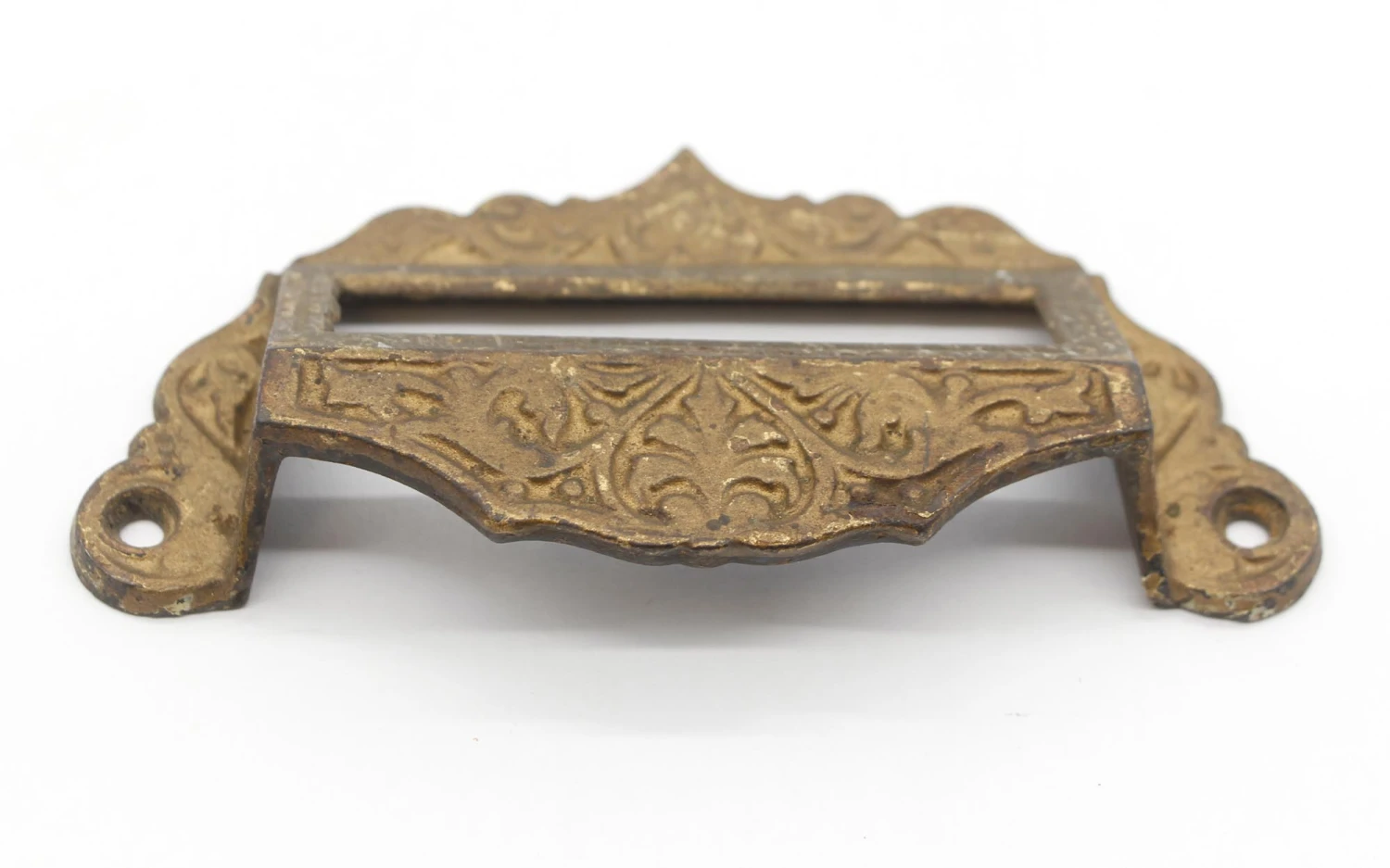 Antique Victorian Bronze Over Cast Iron Apothecary Bin Pull 4 Antique Victorian Bronze Over Cast Iron Apothecary Bin Pull - Image 2