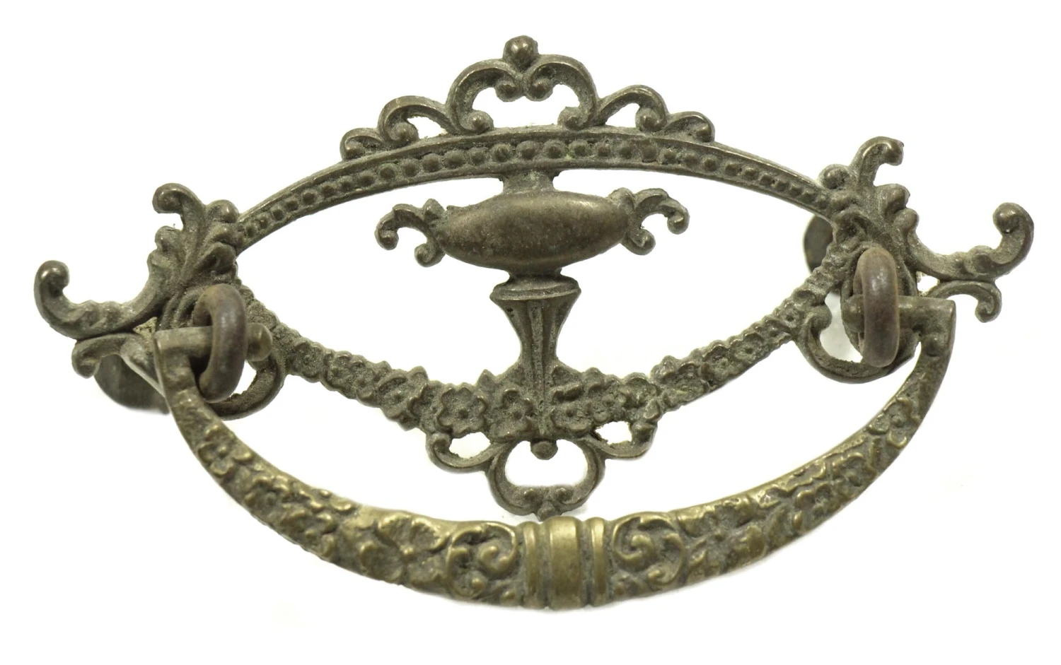 Antique Victorian Beaded Brass Bail Drawer Pull 4 Antique Victorian Beaded Brass Bail Drawer Pull - Image 2