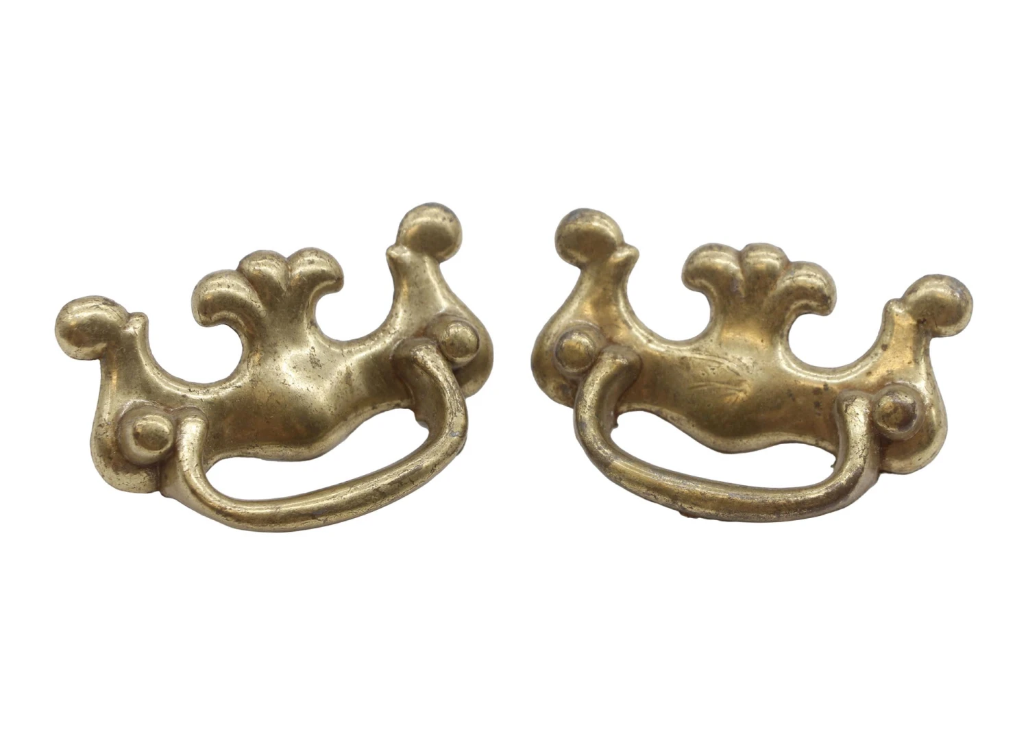 Pair Of 3 In. Brass Bail Pulls With Fixed Handle 3 Pair Of 3 In. Brass Bail Pulls With Fixed Handle