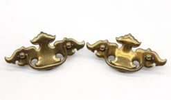 Pair Of 5.25 Steel Bail Dresser Pulls With Polished Brass Finish