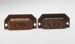 Pair Of Antique 3.375 In. Bronze Greek Key Drawer Bin Pulls