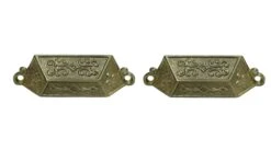 Pair Of Antique 4.25 In. Victorian Black Iron Drawer Bin Pulls