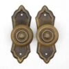 Pair Of Brass Bullseye Drawer Pull Cabinet Handle Knobs With Back Plates