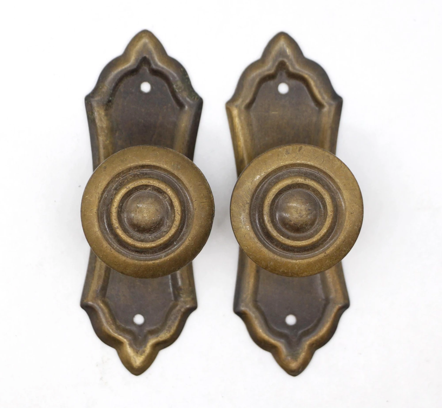 Pair Of Brass Bullseye Drawer Pull Cabinet Handle Knobs With Back Plates 3 Pair Of Brass Bullseye Drawer Pull Cabinet Handle Knobs With Back Plates
