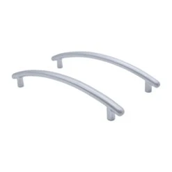Pair Of Curved Modern Aluminum 6 In. Bridge Drawer Cabinet Pulls