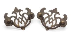 Pair Of Vintage 3.375 In. Cut Out Steel Bail Drawer Pulls