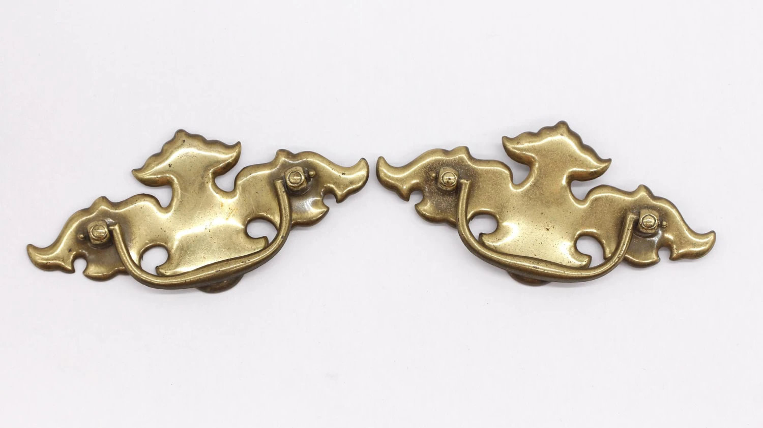Pair Of Vintage 5.25 In. Brass Over Steel Bail Dresser Drawer Pulls 3 Pair Of Vintage 5.25 In. Brass Over Steel Bail Dresser Drawer Pulls