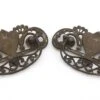Pair Of Vintage 5.75 In. Dark Brass Patina Heart Dresser Pulls
