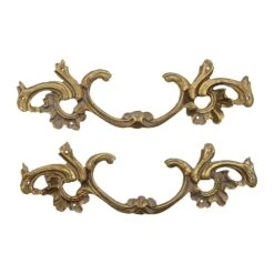 Pair Of Vintage 8.75 In. French Provincial Brass Bridge Drawer Pulls