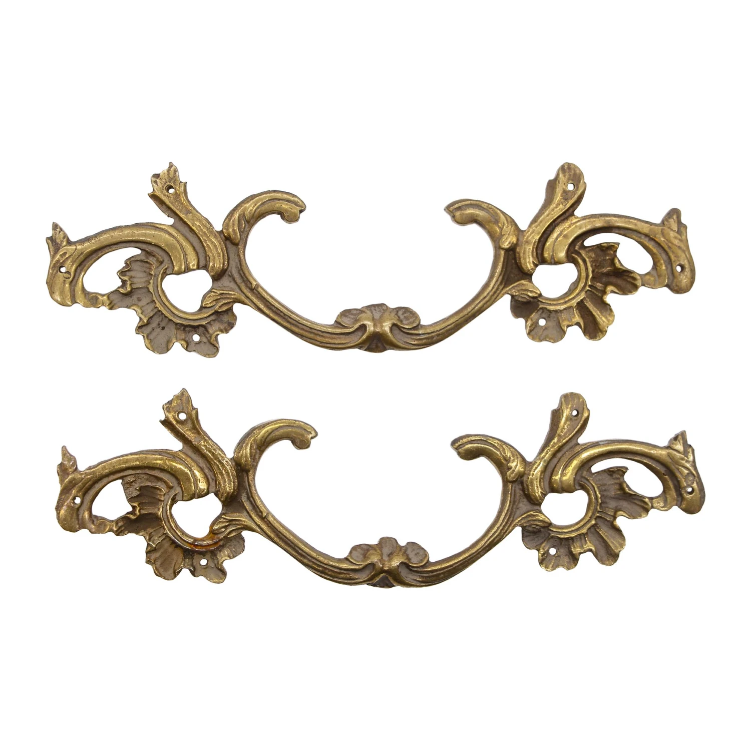 Pair Of Vintage 8.75 In. French Provincial Brass Bridge Drawer Pulls 3 Pair Of Vintage 8.75 In. French Provincial Brass Bridge Drawer Pulls