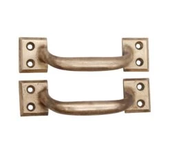 Pair Of Vintage Polished Cast Brass Yale & Towne Bridge Pulls