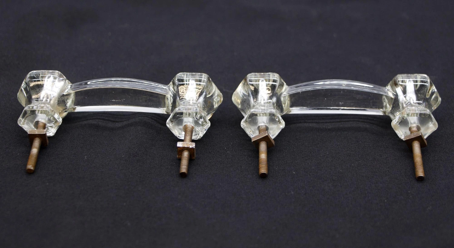 Pair Of Vintage 4.25 In. Clear Glass Bridge Drawer Pulls 4 Pair Of Vintage 4.25 In. Clear Glass Bridge Drawer Pulls - Image 2