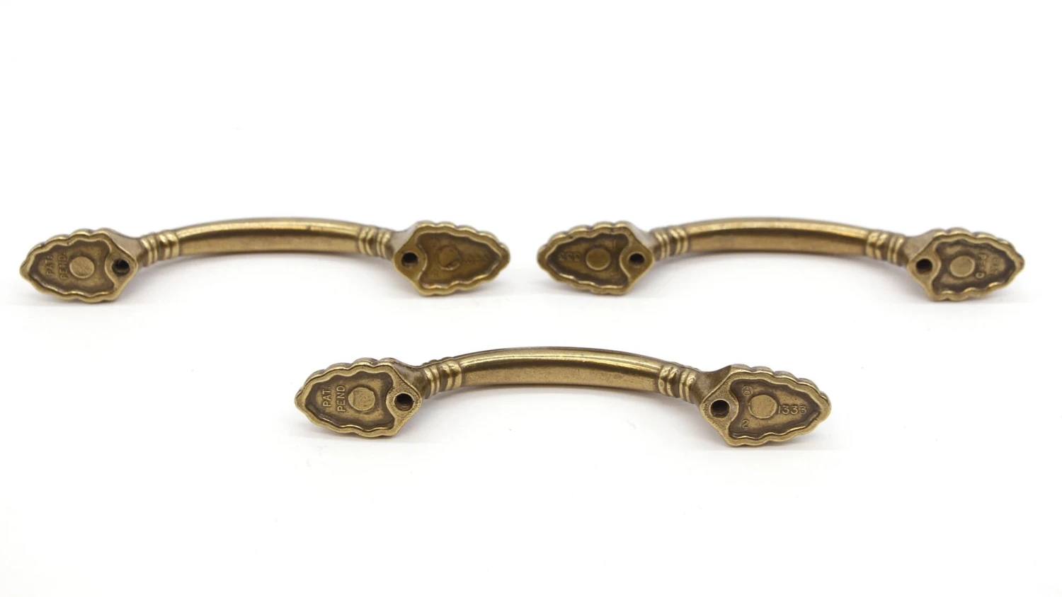 Set Of New Brass 5.125 In. Fluted Amerock Bridge Drawer Pulls 4 Set Of New Brass 5.125 In. Fluted Amerock Bridge Drawer Pulls - Image 2