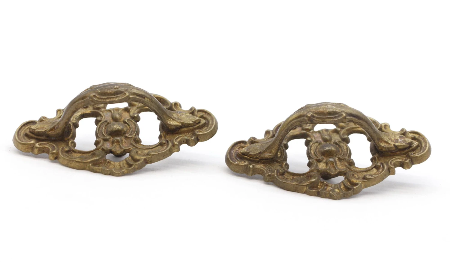 Pair Of Vintage 3 In. French Brass Dresser Drawer Pulls 4 Pair Of Vintage 3 In. French Brass Dresser Drawer Pulls - Image 2
