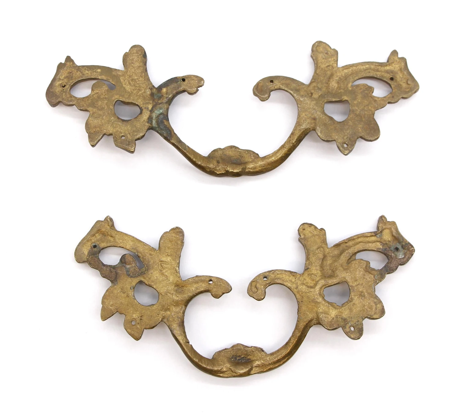 Pair Of Vintage French Brass Dresser Drawer Pulls 4 Pair Of Vintage French Brass Dresser Drawer Pulls - Image 2
