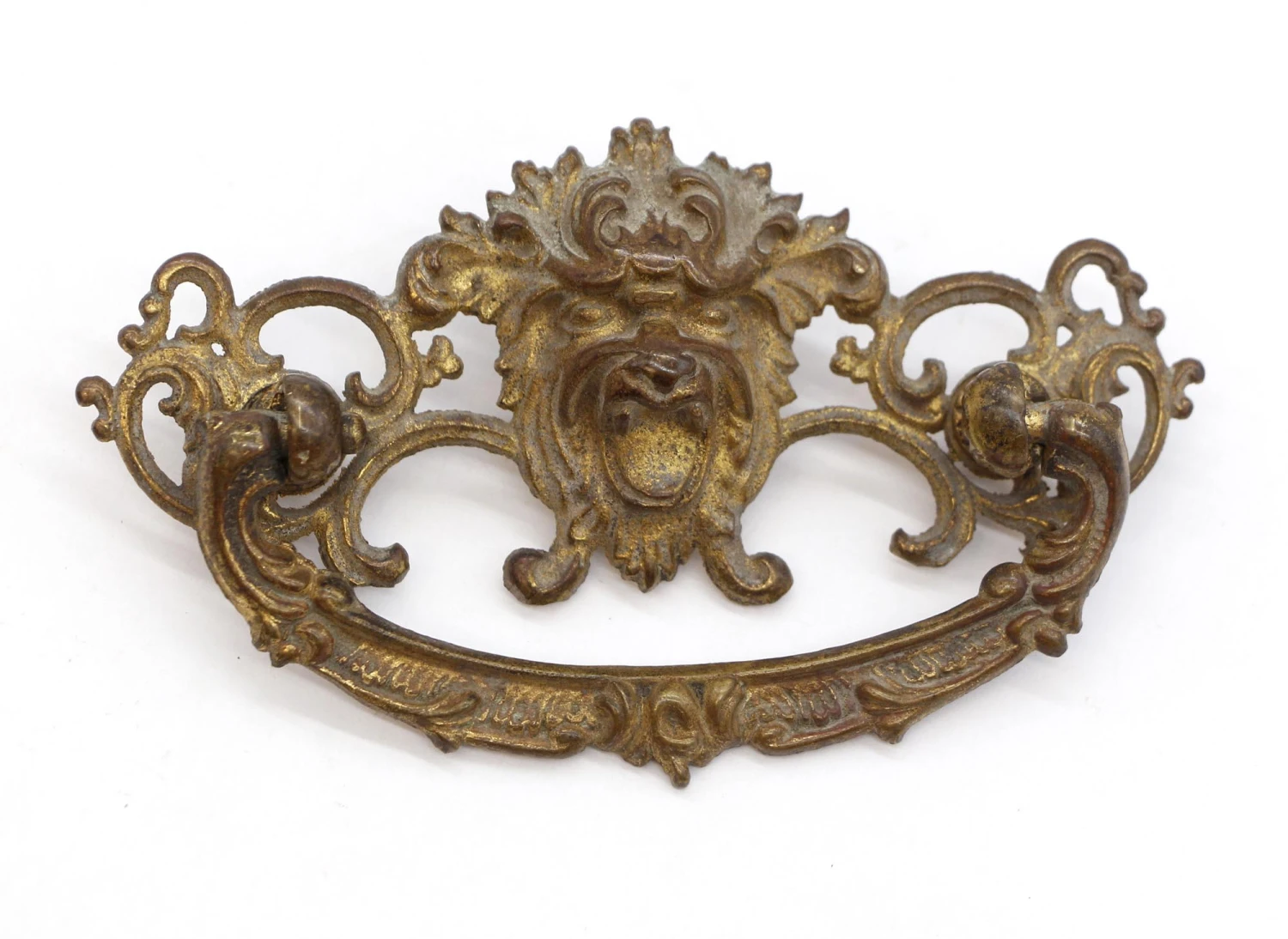 Vintage 4.75 In. Brass Lion Head Dresser Pull 4 Vintage 4.75 In. Brass Lion Head Dresser Pull - Image 2