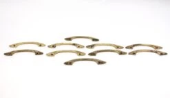 Set Of Vintage 4.25 In. Mid Century Brushed Brass Bridge Drawer Pulls 10 Set Of Vintage 4.25 In. Mid Century Brushed Brass Bridge Drawer Pulls -OGT Sale Store cabinet furniture pulls q286832