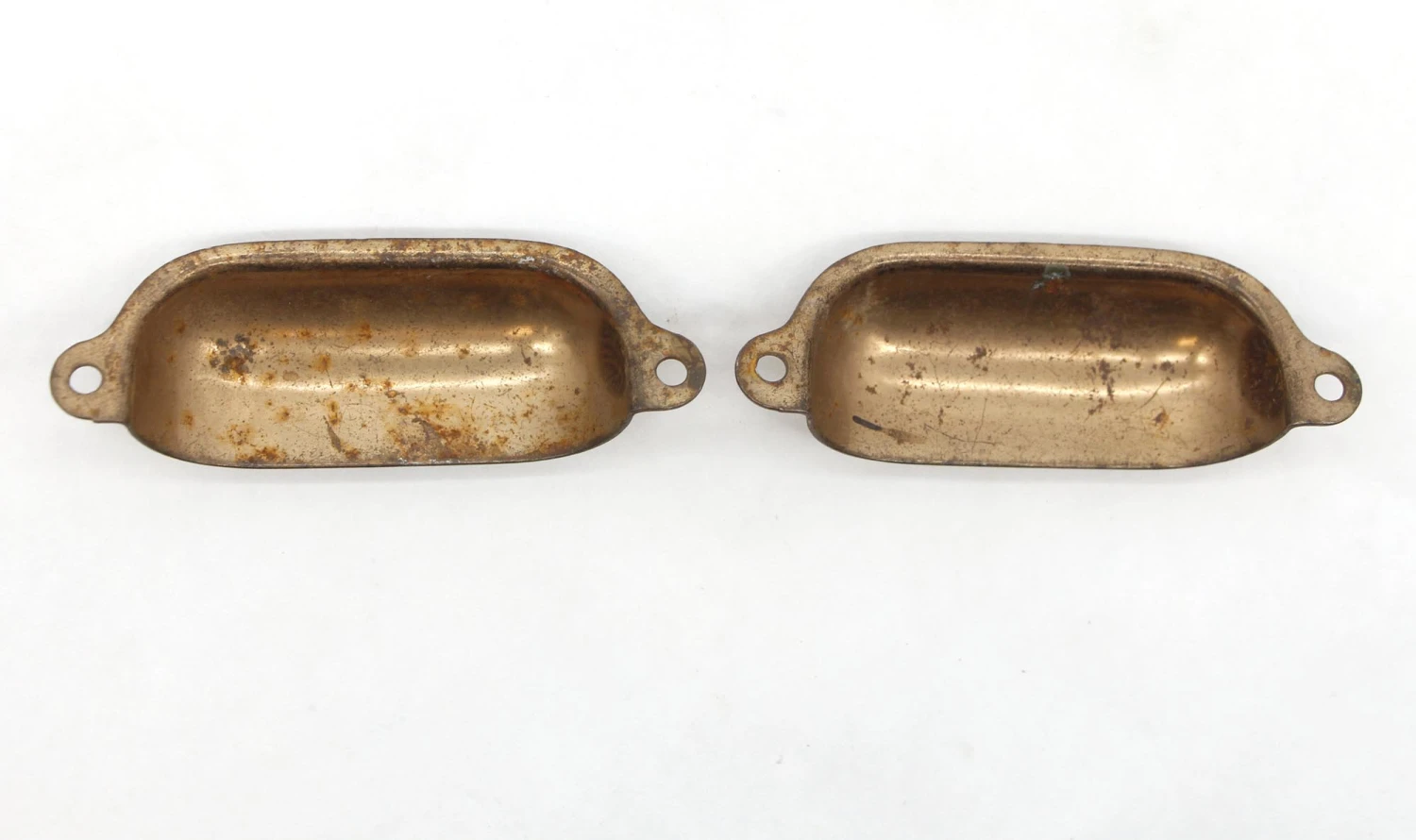 Pair Of Vintage 3.5 In. Brass Plated Steel Drawer Cup Pulls 4 Pair Of Vintage 3.5 In. Brass Plated Steel Drawer Cup Pulls - Image 2