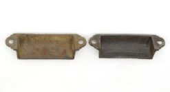 Pair Of 3.375 In. Antique Victorian Cast Iron Bin Pulls -OGT Sale Store cabinet furniture pulls q287192