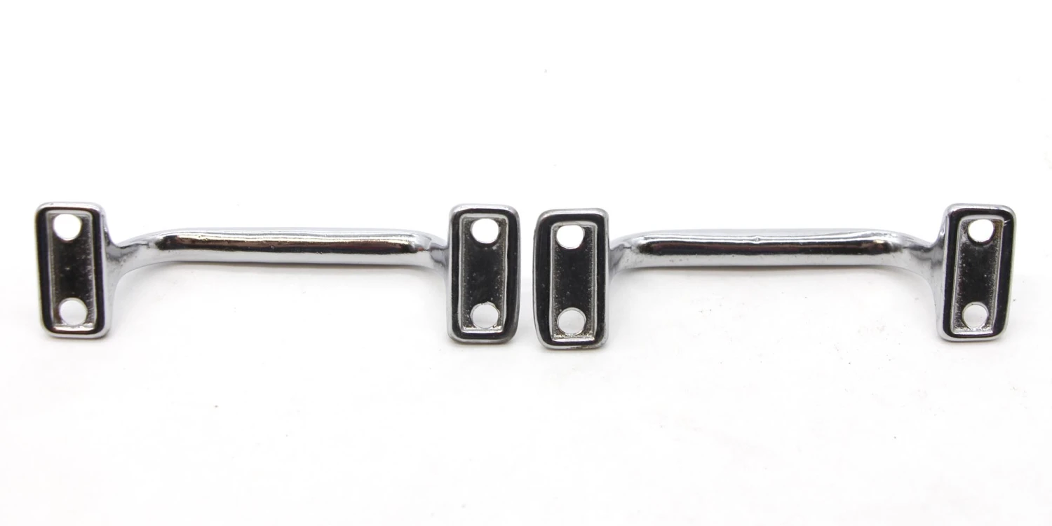 Pair Of Vintage 4 In. Chromed Brass Bridge Furniture Window Lift Pulls 4 Pair Of Vintage 4 In. Chromed Brass Bridge Furniture Window Lift Pulls - Image 2