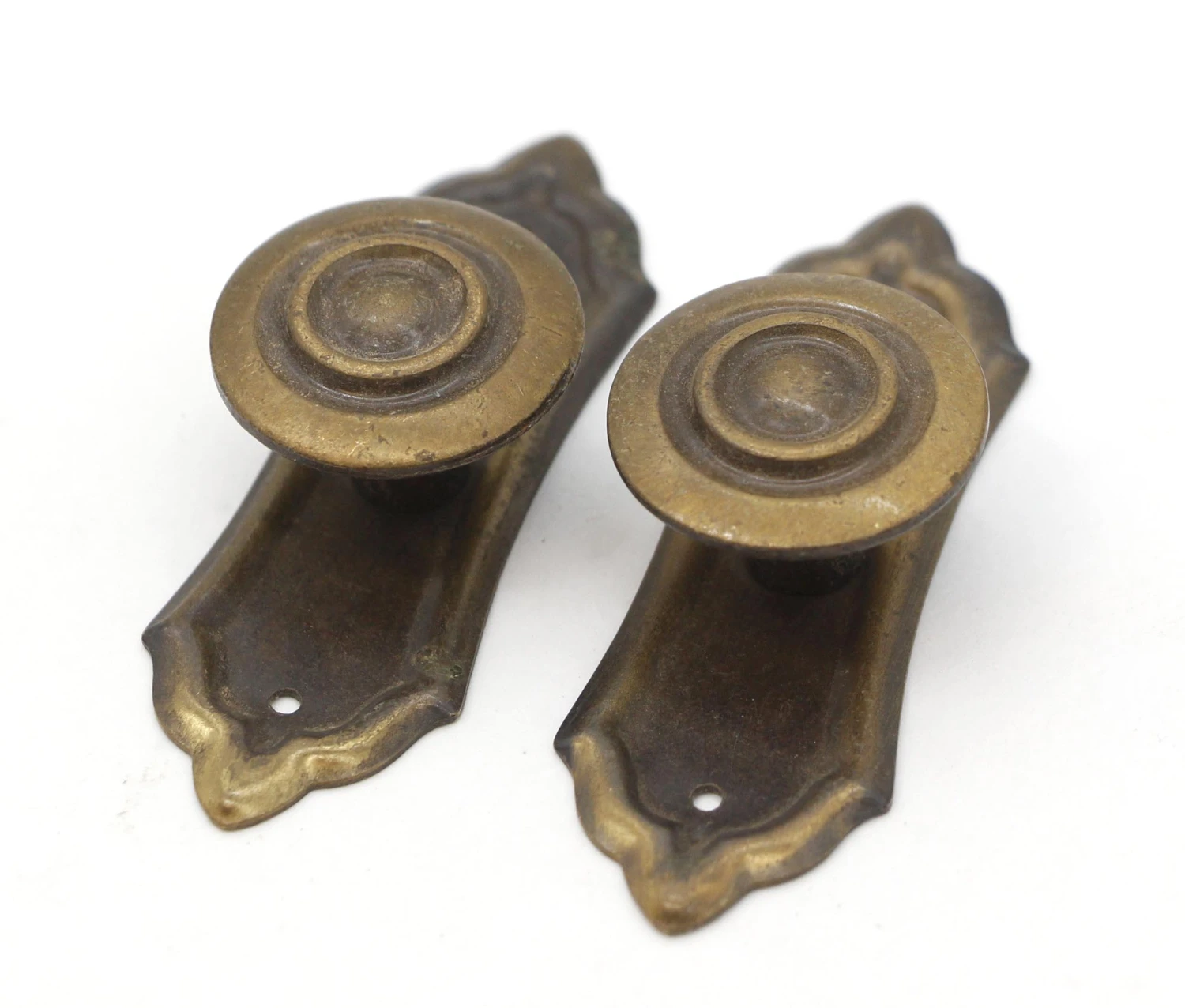 Pair Of Brass Bullseye Drawer Pull Cabinet Handle Knobs With Back Plates 4 Pair Of Brass Bullseye Drawer Pull Cabinet Handle Knobs With Back Plates - Image 2