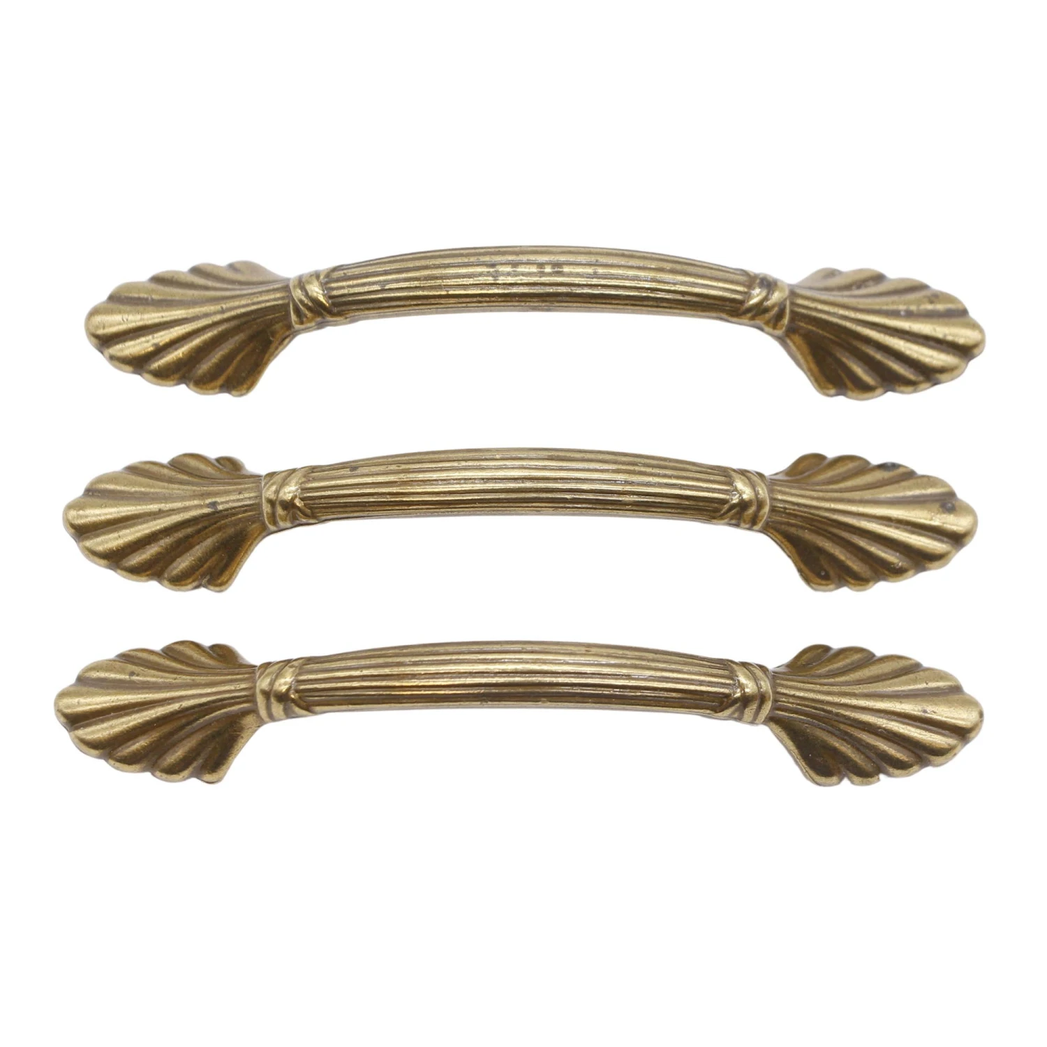 Set Of New Brass 5.125 In. Fluted Amerock Bridge Drawer Pulls 3 Set Of New Brass 5.125 In. Fluted Amerock Bridge Drawer Pulls