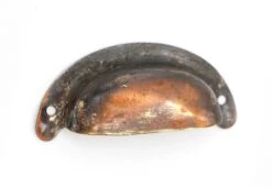 Vintage 3 In. Brass Japanned Cup Bin Pull