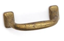 Vintage 3 In. Brass Plated Cast Iron Curved Bridge Drawer Pull