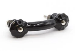 Vintage 4.125 In. Black Glass Fluted End Bridge Drawer Pull