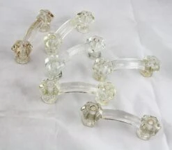 Vintage 4.125 In. Fluted Bridge Clear Glass Drawer Pull