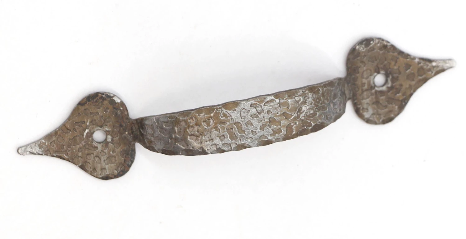 Vintage 5 In. Arts & Crafts Hammered Nickeled Steel Bridge Drawer Pull 3 Vintage 5 In. Arts & Crafts Hammered Nickeled Steel Bridge Drawer Pull