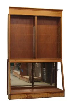 1940s Wooden Showcase With Mirrored Bottom