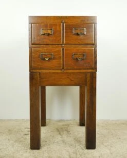 Antique Shaw Walker Oak 4 Drawer Card Catalog File Cabinet