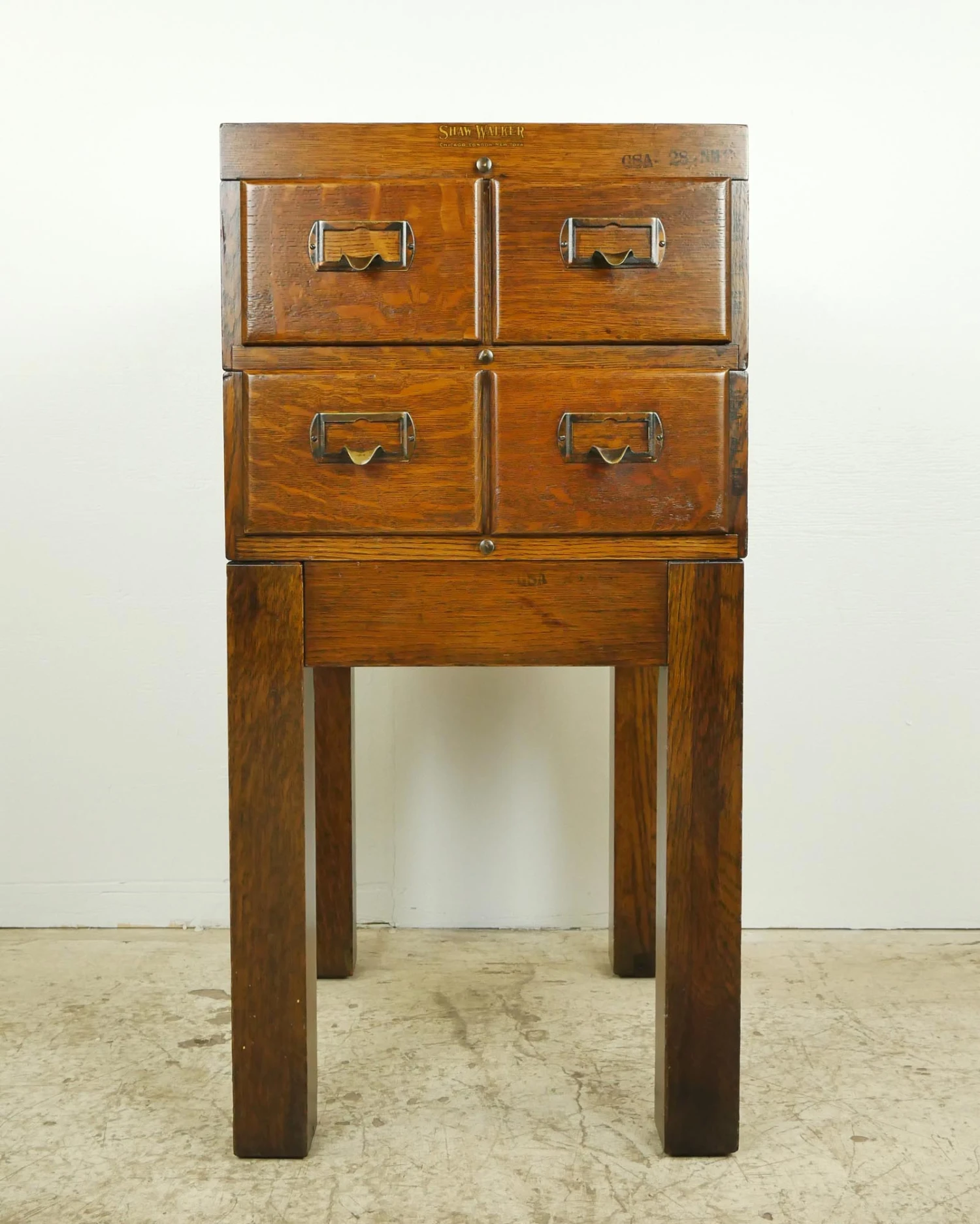 Antique Shaw Walker Oak 4 Drawer Card Catalog File Cabinet 3 Antique Shaw Walker Oak 4 Drawer Card Catalog File Cabinet