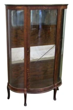 Antique Tiger Oak Curio Showcase