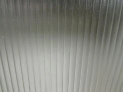 Vintage White Metal Cabinet With Sliding Ribbed Glass Doors 10 Vintage White Metal Cabinet With Sliding Ribbed Glass Doors -OGT Sale Store cabinets for sale m218914