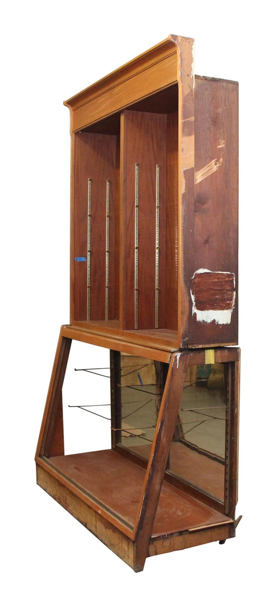 1940s Wooden Showcase With Mirrored Bottom 5 1940s Wooden Showcase With Mirrored Bottom - Image 3